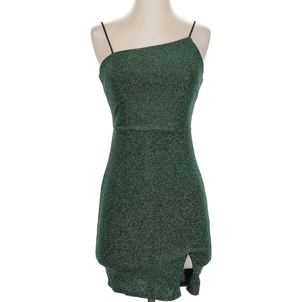Lulus Dark Green Shimmer Mini Dress – Size Small